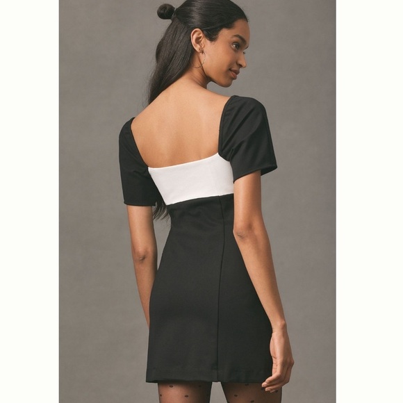 NWT Anthropologie Maeve Bow-Front Shift Mini Dress Size Large Black & White - Picture 4 of 10